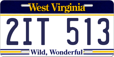 WV license plate 2IT513