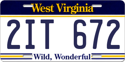 WV license plate 2IT672