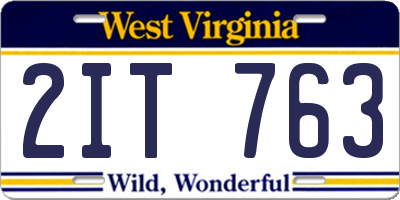 WV license plate 2IT763