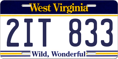 WV license plate 2IT833