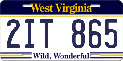 WV license plate 2IT865