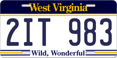 WV license plate 2IT983