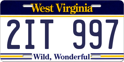 WV license plate 2IT997