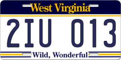 WV license plate 2IU013