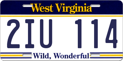 WV license plate 2IU114