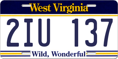 WV license plate 2IU137
