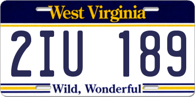 WV license plate 2IU189