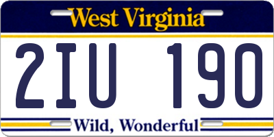 WV license plate 2IU190