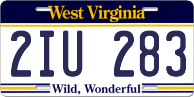 WV license plate 2IU283