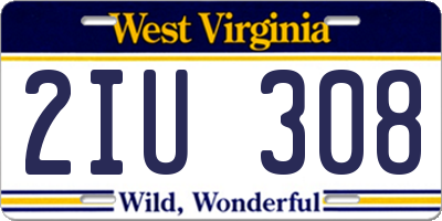 WV license plate 2IU308