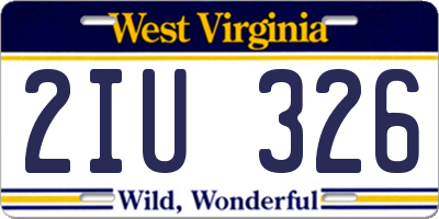 WV license plate 2IU326
