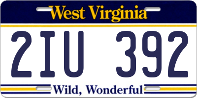 WV license plate 2IU392