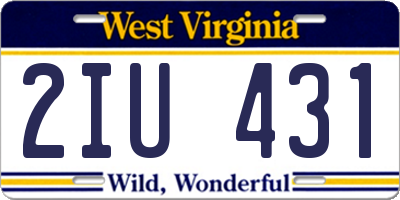 WV license plate 2IU431