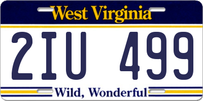 WV license plate 2IU499