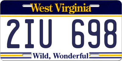 WV license plate 2IU698
