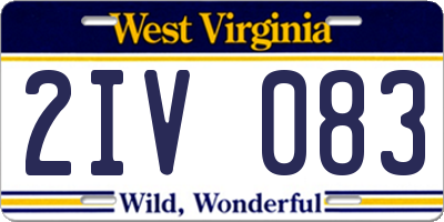 WV license plate 2IV083