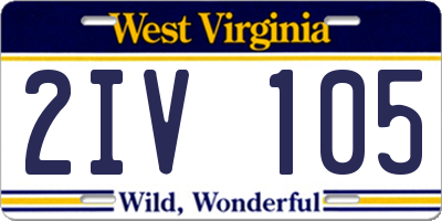 WV license plate 2IV105
