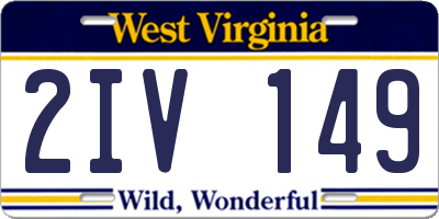 WV license plate 2IV149
