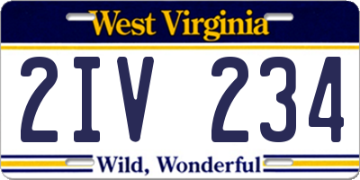 WV license plate 2IV234