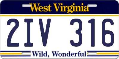 WV license plate 2IV316