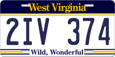 WV license plate 2IV374