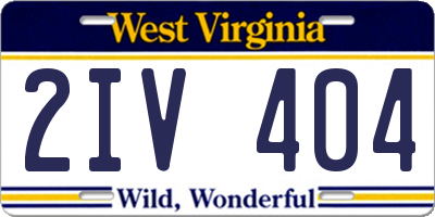 WV license plate 2IV404
