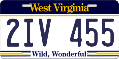 WV license plate 2IV455