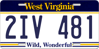 WV license plate 2IV481