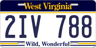 WV license plate 2IV788