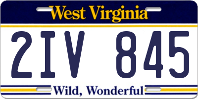 WV license plate 2IV845