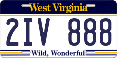 WV license plate 2IV888