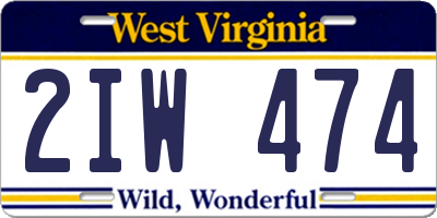 WV license plate 2IW474