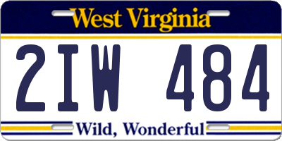 WV license plate 2IW484