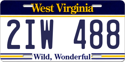 WV license plate 2IW488