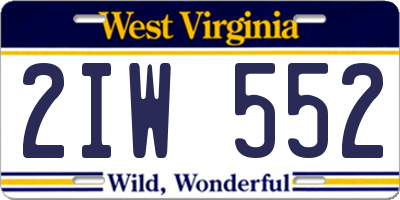 WV license plate 2IW552