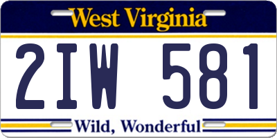 WV license plate 2IW581