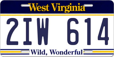 WV license plate 2IW614