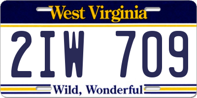 WV license plate 2IW709