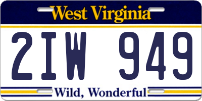 WV license plate 2IW949