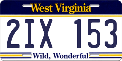 WV license plate 2IX153