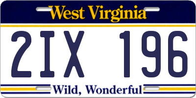 WV license plate 2IX196