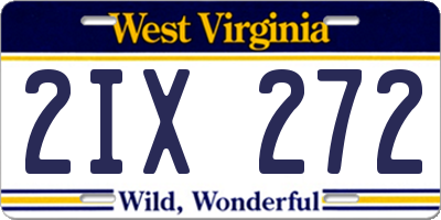 WV license plate 2IX272