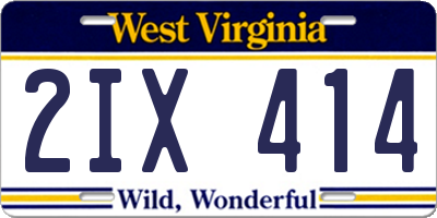 WV license plate 2IX414