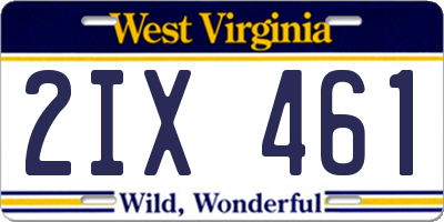 WV license plate 2IX461