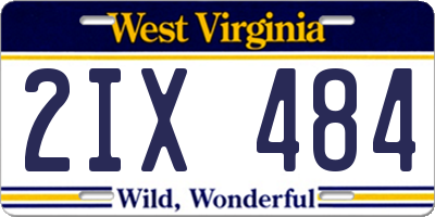 WV license plate 2IX484