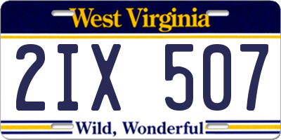 WV license plate 2IX507