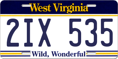 WV license plate 2IX535