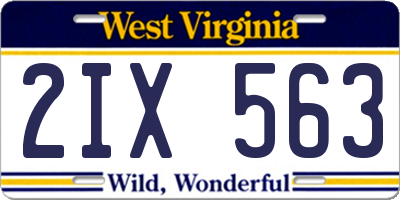 WV license plate 2IX563