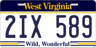 WV license plate 2IX589