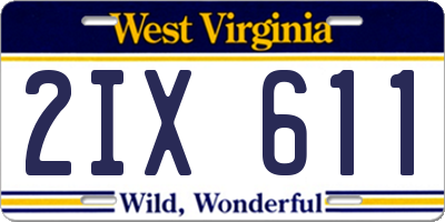 WV license plate 2IX611
